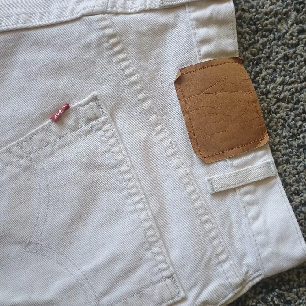 Levi's Vintage White Denim Cut Off Jean Shorts Jorts Western Fest Faded 34x3.5